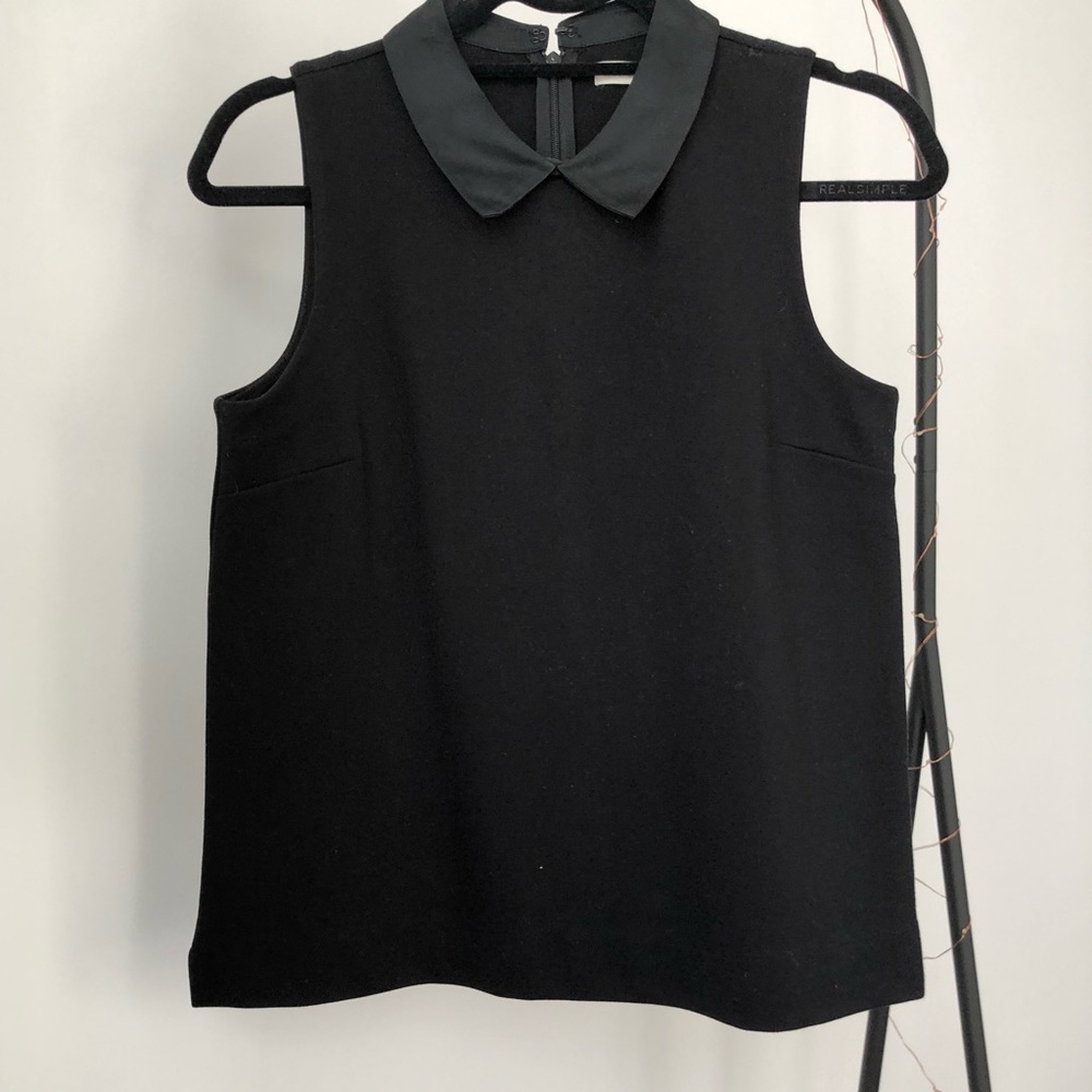 Madewell Sleeveless Collared Black Top